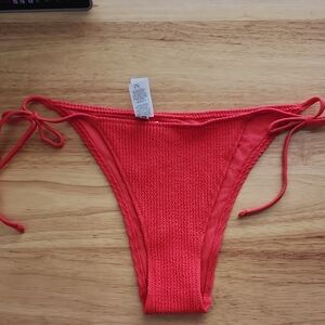 Aerie Red Bikini Bottom w Side Ties Cheekiest Medium #38